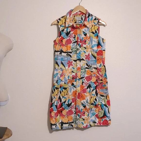 White Stag floral print button down dress with pockets size 12 - Picture 2 of 6
